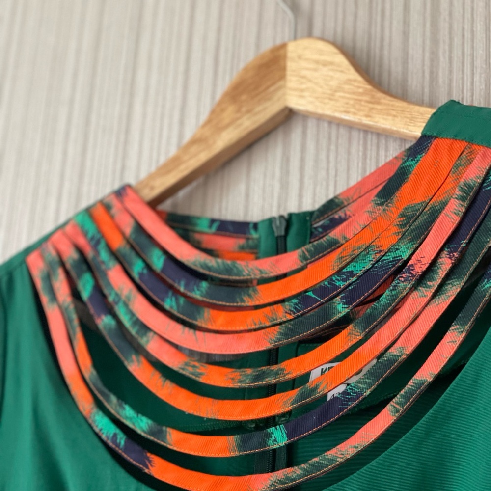 Kenzo Emerald shirt with Coral and Navy Accent Collar